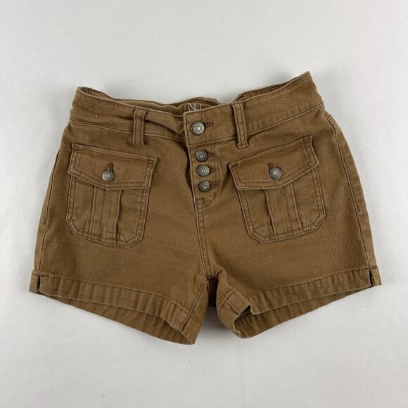 NOBO No Boundaries Shorts Womens Juniors Size 1 Tan Mid Rise Pockets - Picture 1 of 9